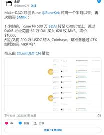 MakerDAO:MakerDAO 联合创始人大举购买 MKR 代币,MKR 飙升 8%_maker币